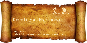 Kroninger Marianna névjegykártya